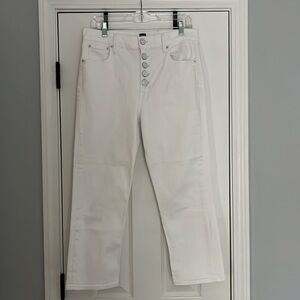Gap White Button Fly Crop Jeans